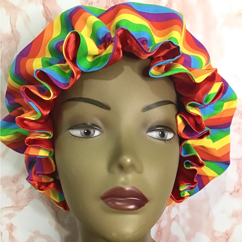 Women’s Reversible Satin Bonnet Rainbow LGBTQ